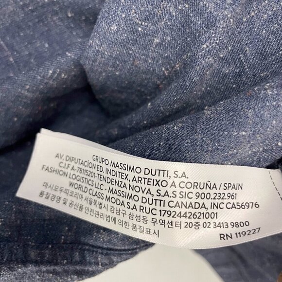 MASSIMO DUTTI Casual 100% Cotton Button down up Blue White Shirt SIZE M - Picture 3 of 8